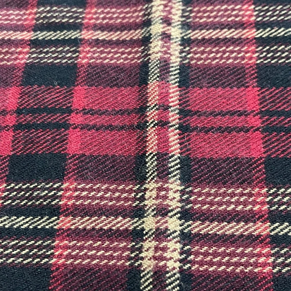 Gap Red‎ Tartan Plaid Fringed Wool Scarf 64